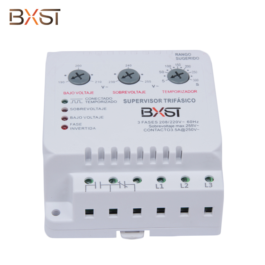 BXST Rail Din Rail 3 เฟสป้องกันแรงดันไฟฟ้าสำหรับตู้เย็นที่บ้าน v086