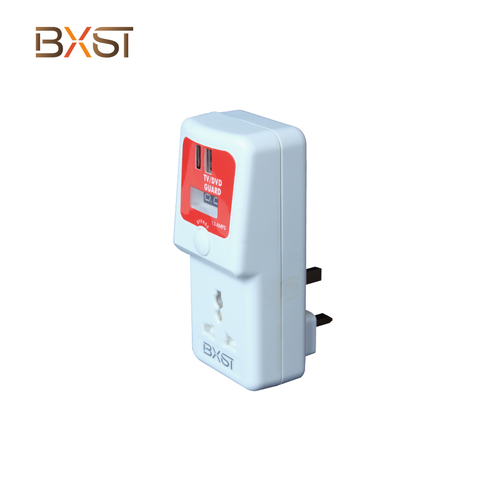 BXST TV Guard UK ปลั๊กแรงดันไฟฟ้าอัตโนมัติด้วย USB V187-D-USB