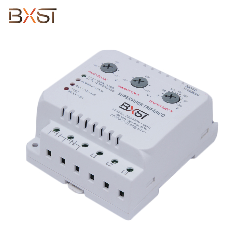 BXST Rail Din Rail 3 เฟสป้องกันแรงดันไฟฟ้าสำหรับตู้เย็นที่บ้าน v086